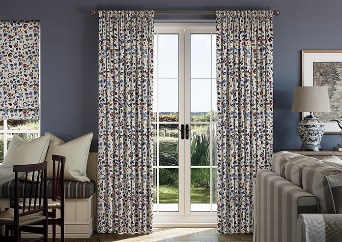 Land & Shore Esther, Blue Red - Made to Measure Curtains - Image 3